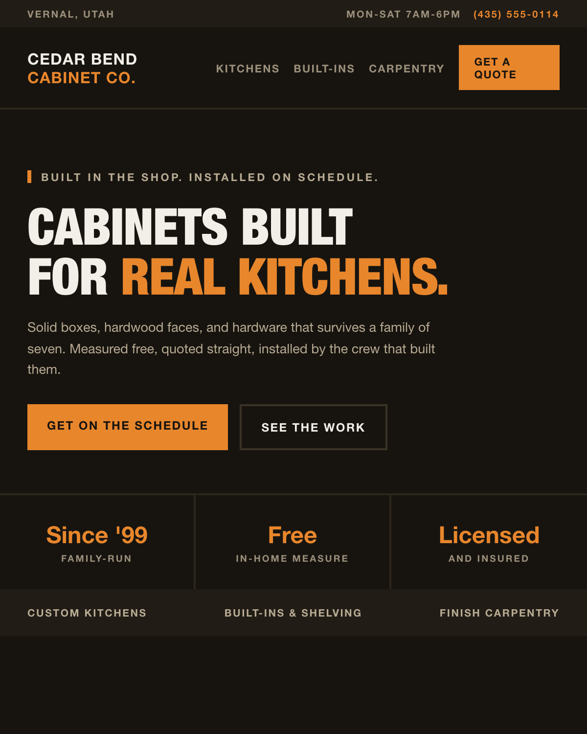 Example homepage in the bold and rugged style