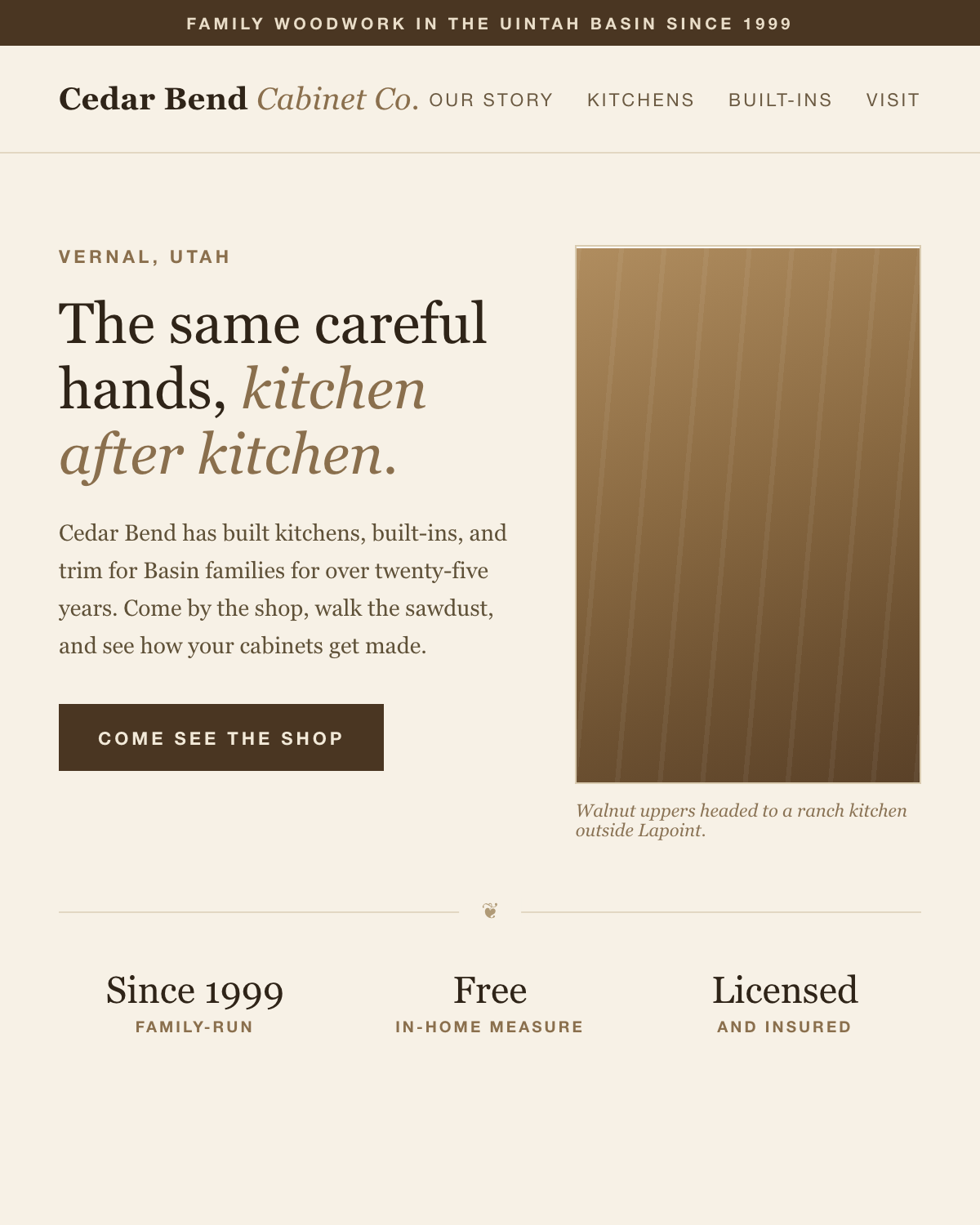 Example homepage in the warm and established style